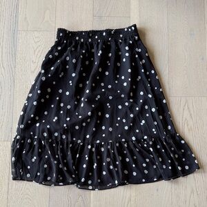 LOFT Black and White Polka Dot A-Line Skirt